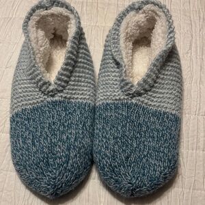 Cozy Blue and Gray Knit Slippers